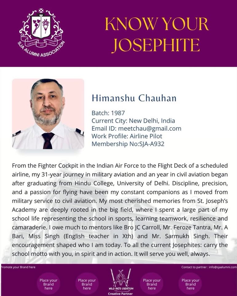 Original SJAA Know Your Josephite profile of Himanshu Chauhan
